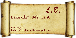 Licskó Bálint névjegykártya